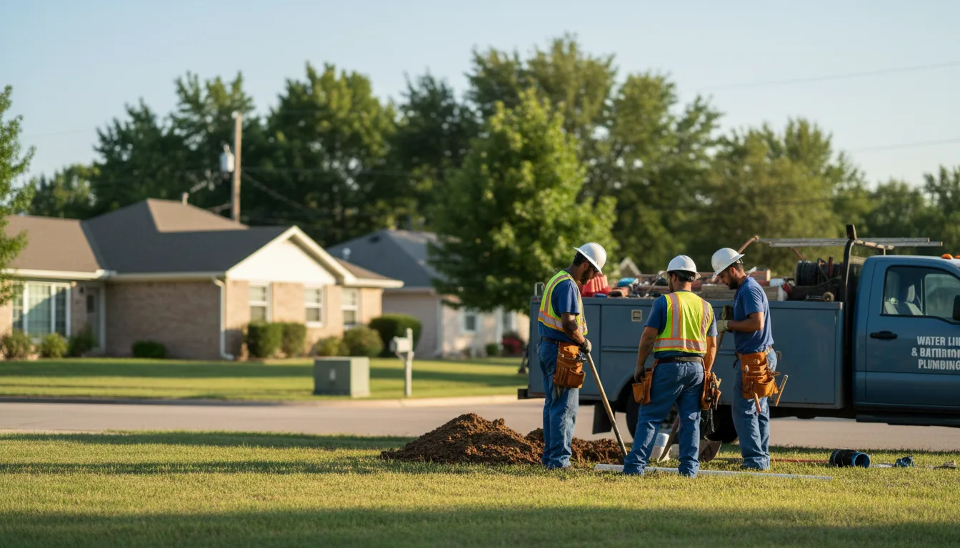 Residential water line and bathroom plumbing service in Linden, TN
